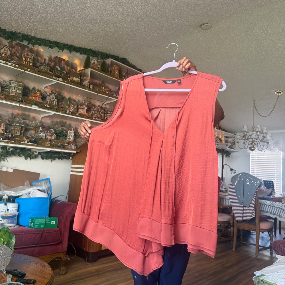 Simply Vera Vera Wang Coral Sleeveless Layered V-Neck Tunic